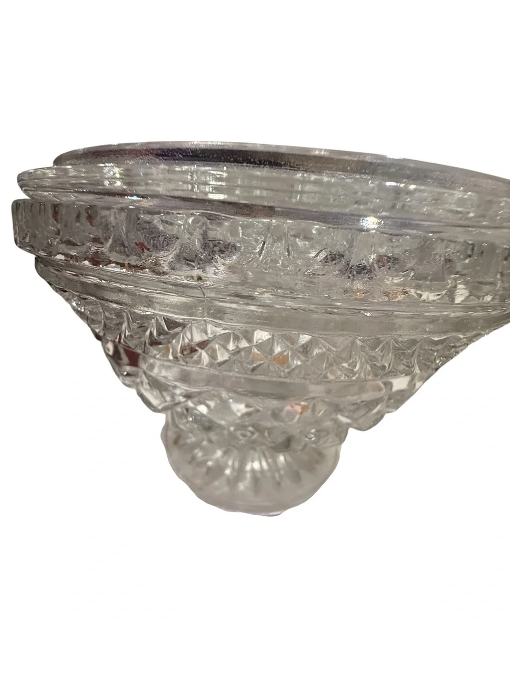 Pressed Glass Covered Compote Candy Dish - Clear